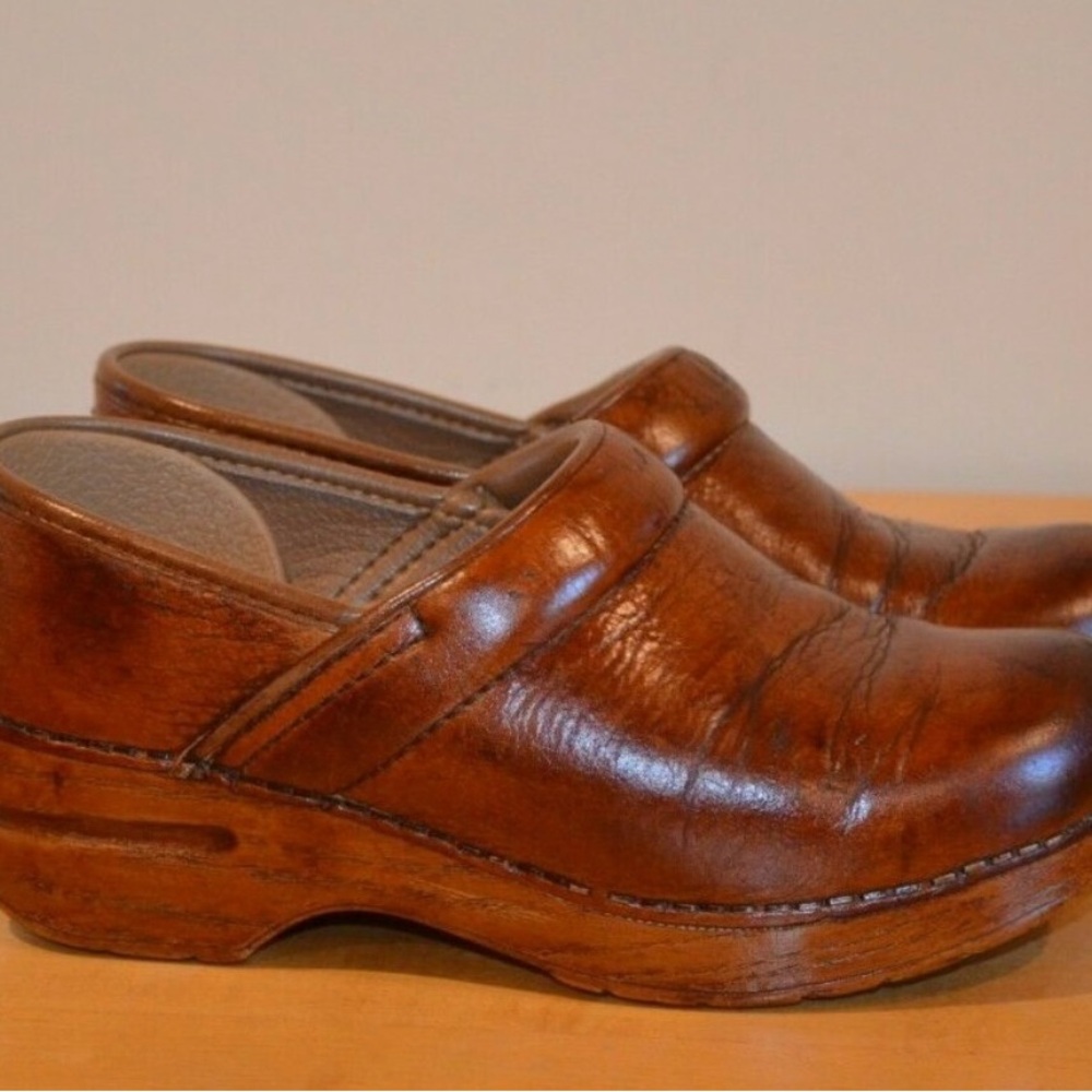 Dansko Honey Brown Leather Clogs